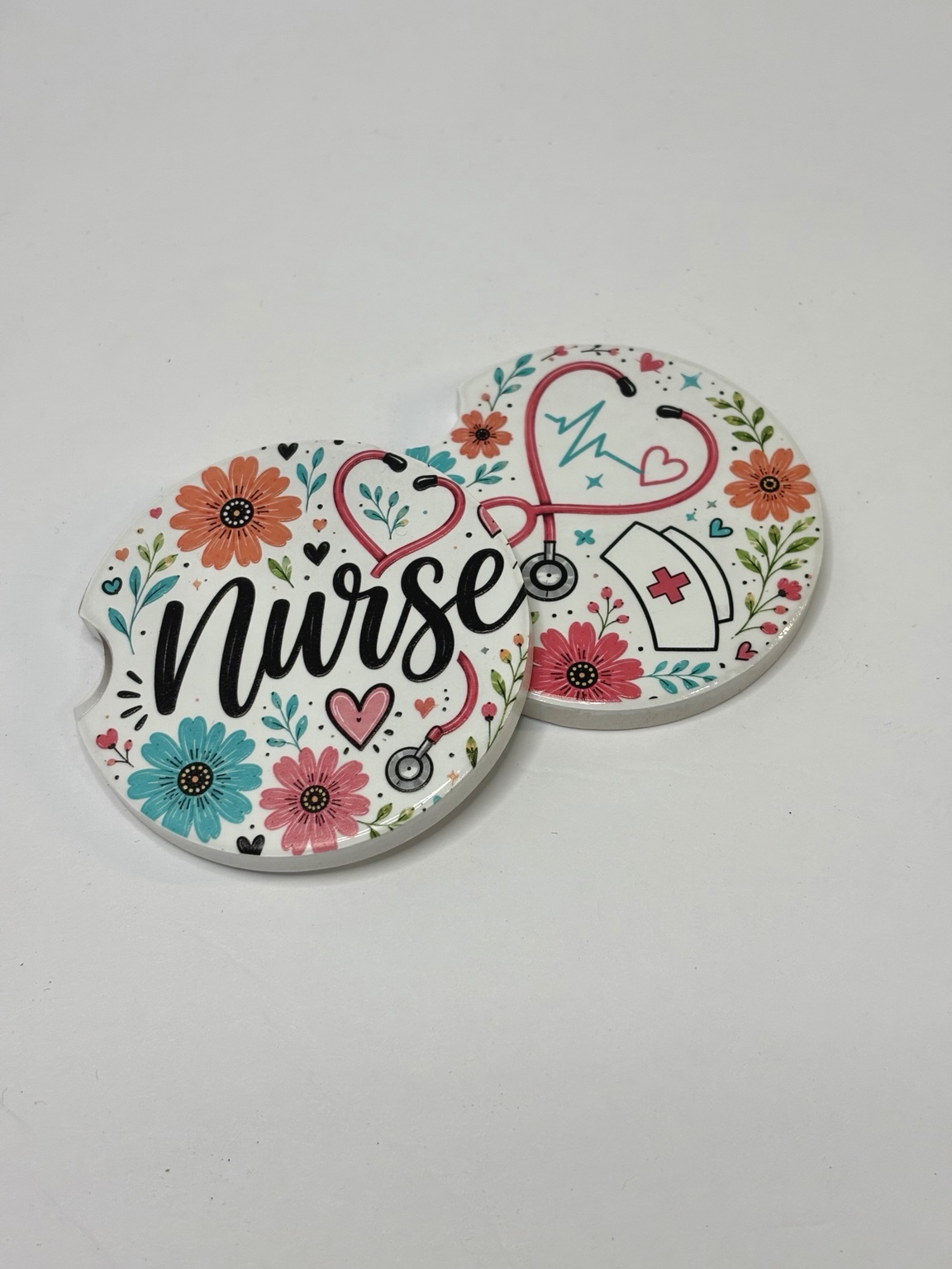 Two Nurse car coasters